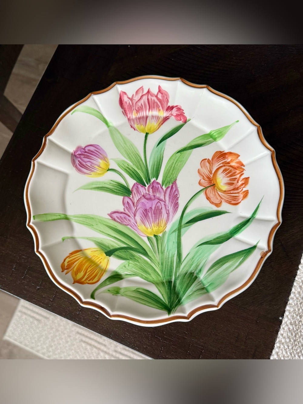 Vintage Chelsea House Port Royal Hand-painted Porcelain Plate Vibrant Tulip